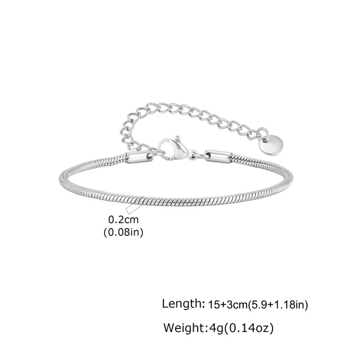 Wholesale Stainless Steel Round Snake Chain Bracelet