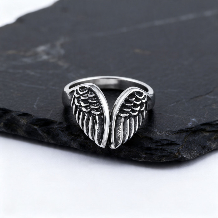 Wholesale Stainless Steel Angel & Demon Wings Ring