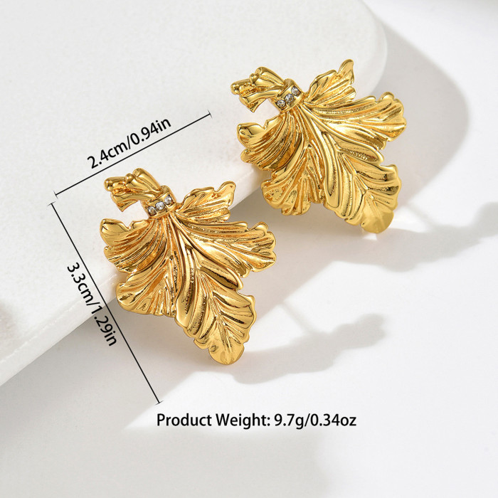 Wholesale Stainless Steel Acanthus Leaf Earrings