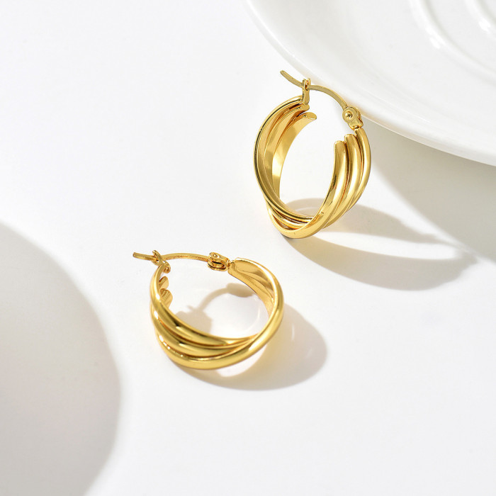 Wholesale Stainless Steel Triple Layer Earrings