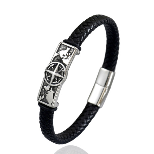Wholesale Stainless Steel Compass World Map Bracelet