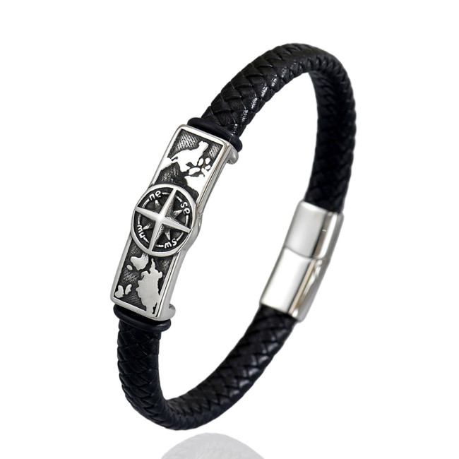 Wholesale Stainless Steel Compass World Map Bracelet