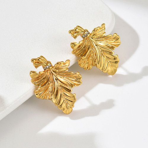 Wholesale Stainless Steel Acanthus Leaf Earrings
