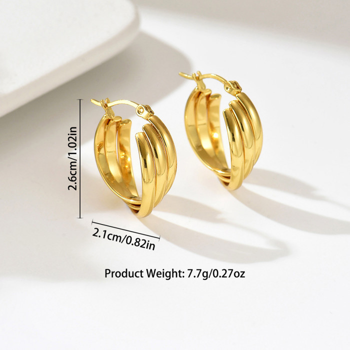 Wholesale Stainless Steel Triple Layer Earrings