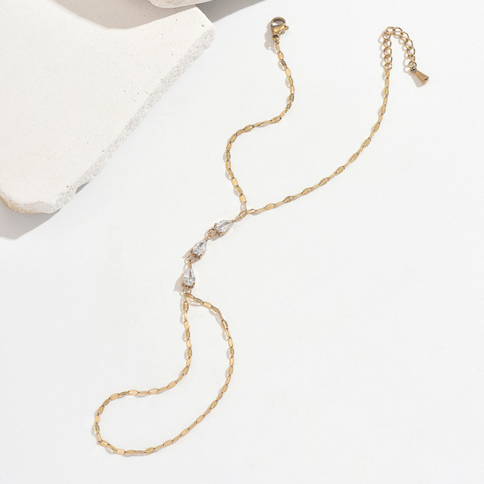 Wholesale Stainless Steel Teardrop CZ Hand Chain