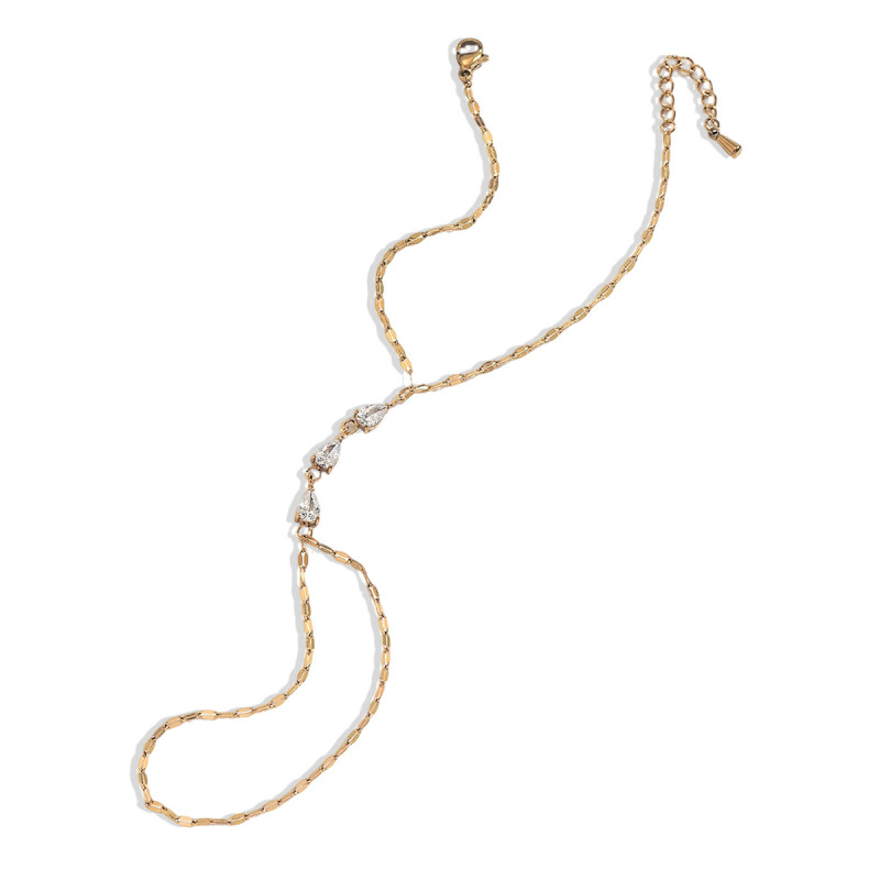 Wholesale Stainless Steel Teardrop CZ Hand Chain