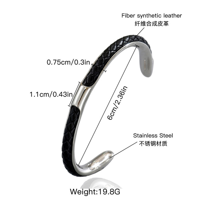 Wholesale Stainless Steel Braided Leather Cuff Bangle