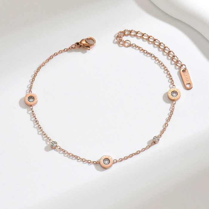Wholesale Stainless Steel Rose Gold Plated Charm Bracelet