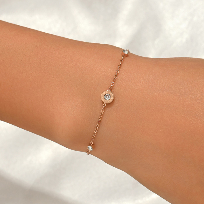 Wholesale Stainless Steel Rose Gold Plated Charm Bracelet
