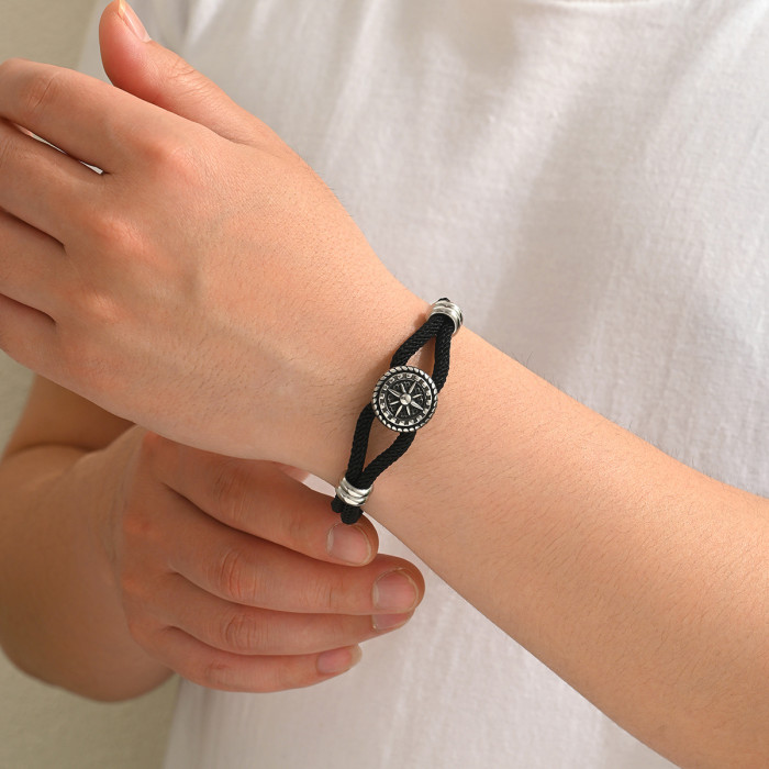 Wholesale Stainless Steel Compass Rope Bracelet