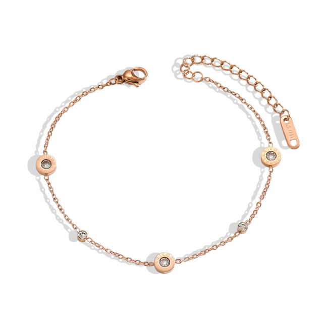 Wholesale Stainless Steel Rose Gold Plated Charm Bracelet