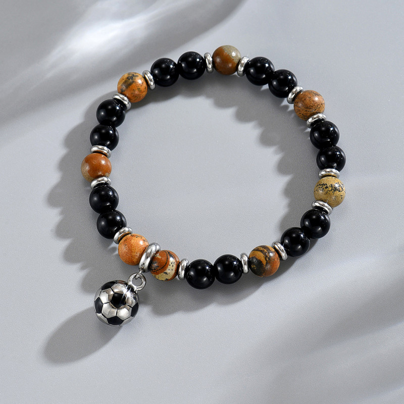 Wholesale Stainless Steel 3D Football Charm Bracelet