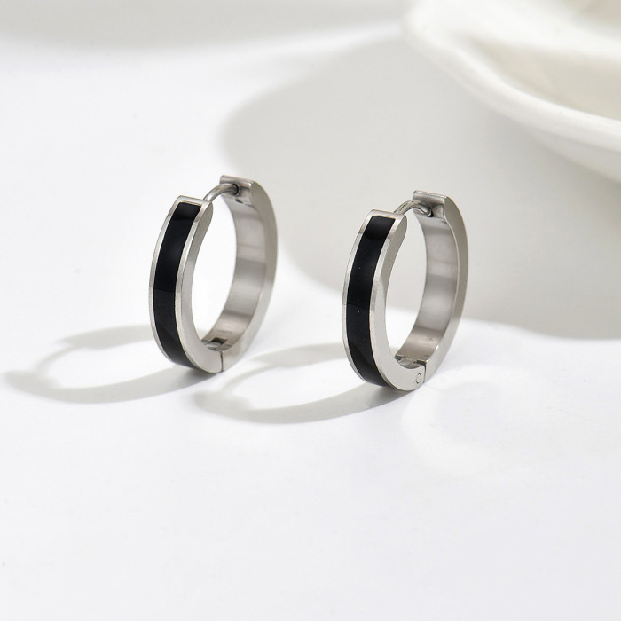 Wholesale Stainless Steel Enamel Hoop Earrings