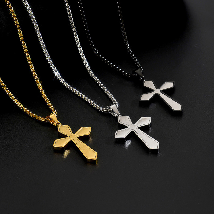 Wholesale Stainless Steel Diamond-Edge Layered Crucifix