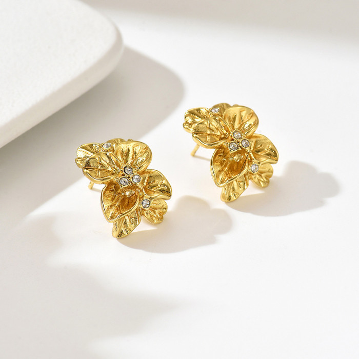 Wholesale Stainless Steel Floral Stud Earrings