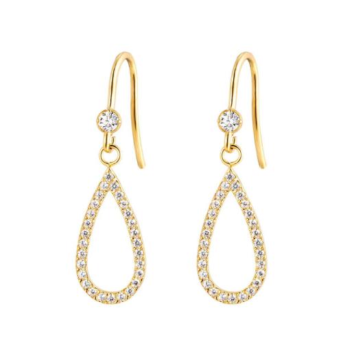 Wholesale Stainless Steel CZ Teardrop Hook Earrings