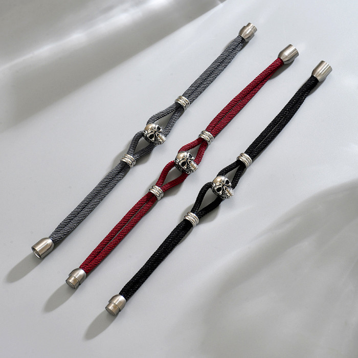 Wholesale Stainless Steel Skull Cord Bracelet