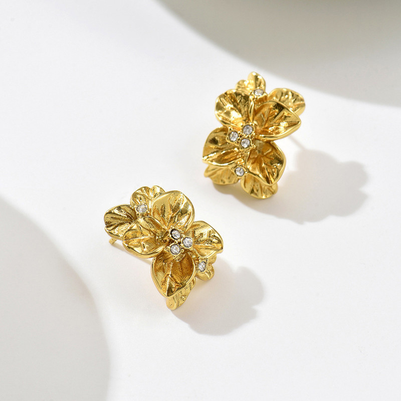 Wholesale Stainless Steel Floral Stud Earrings