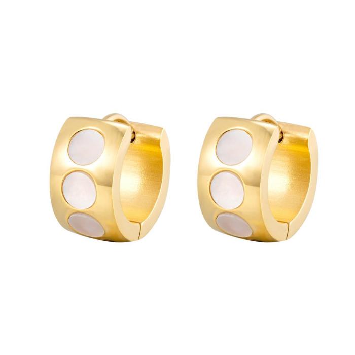 Wholesale Stainless Steel Mother of Pearl Dot Huggies