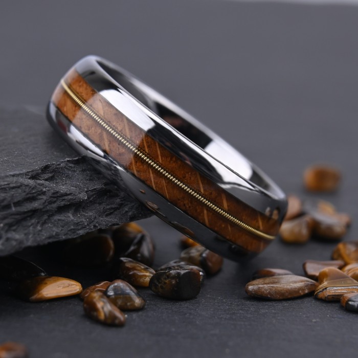 Wholesale Tungsten Carbide Whiskey Barrel Wood Inlay Rings