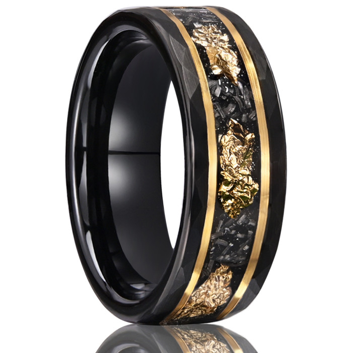 Wholesale Tungsten Carbide Gold Foil Inlay Rings