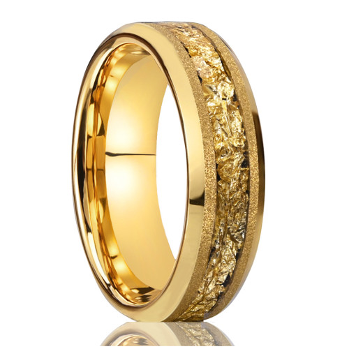 Wholesale 8MM Tungsten Carbide Gold Plated Sandblasted Rings