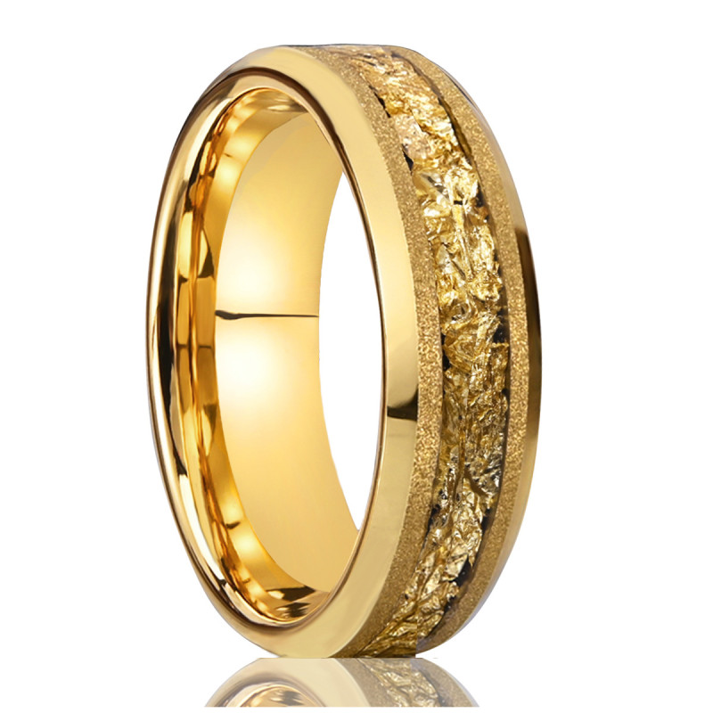 Wholesale 8MM Tungsten Carbide Gold Plated Sandblasted Rings