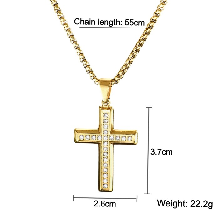 Wholesale Stainless Steel Micro-Pave Crystal Cross Necklace