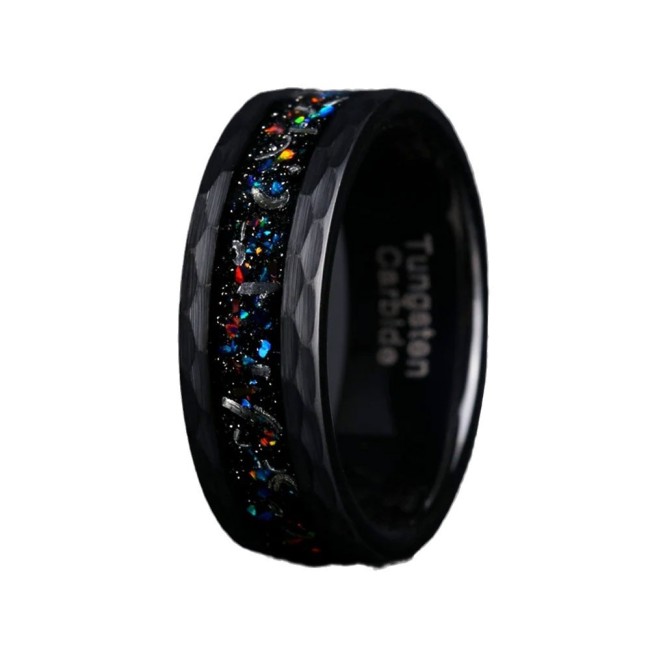 Wholesale Tungsten Carbide Black Hammered Rings