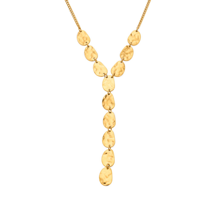 Wholesale Stainless Steel Hammered Discs Y-Necklace
