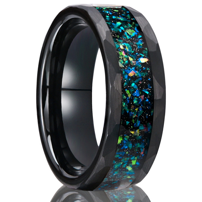 Wholesale Tungsten Carbide Green & Blue Opal Inlay Rings