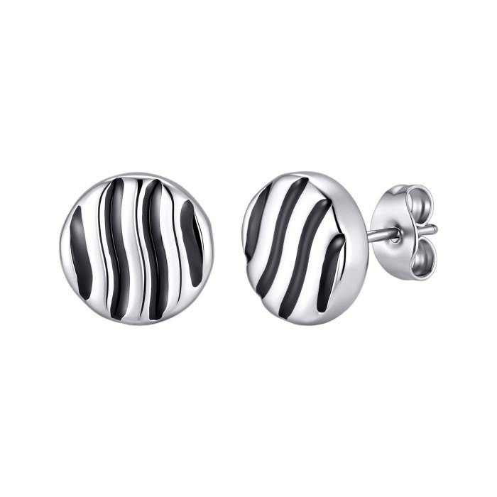 Wholesale Stainless Steel Zebra Pattern Stud Earrings