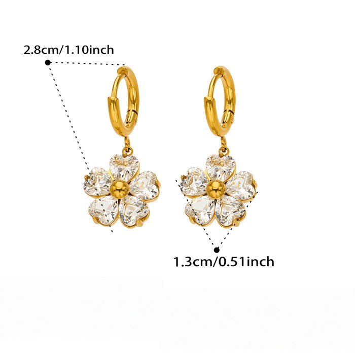 Wholesale Stainless Steel CZ Floral Jewelry Set