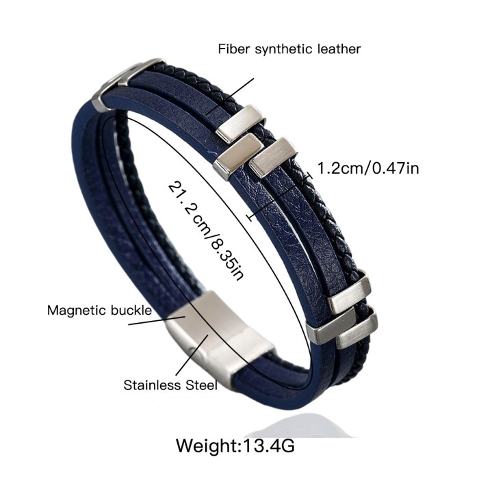 Wholesale Stainless Steel Multi-Layer Leather Bracelet