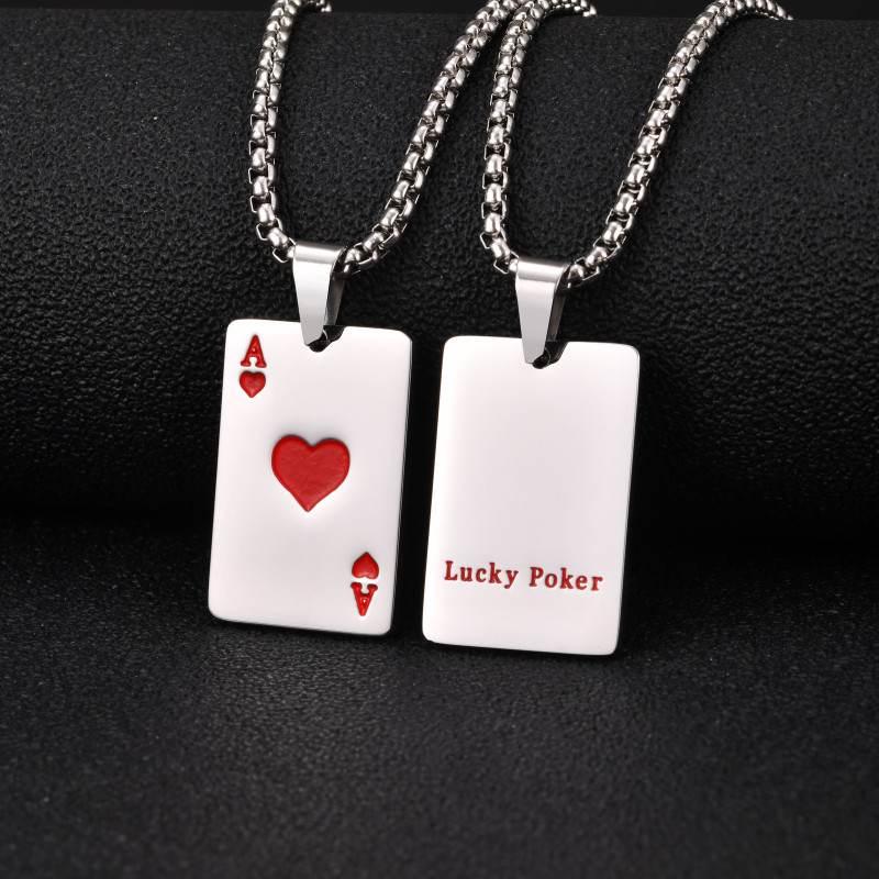 Wholesale Stainless Steel Playing Card Necklaces