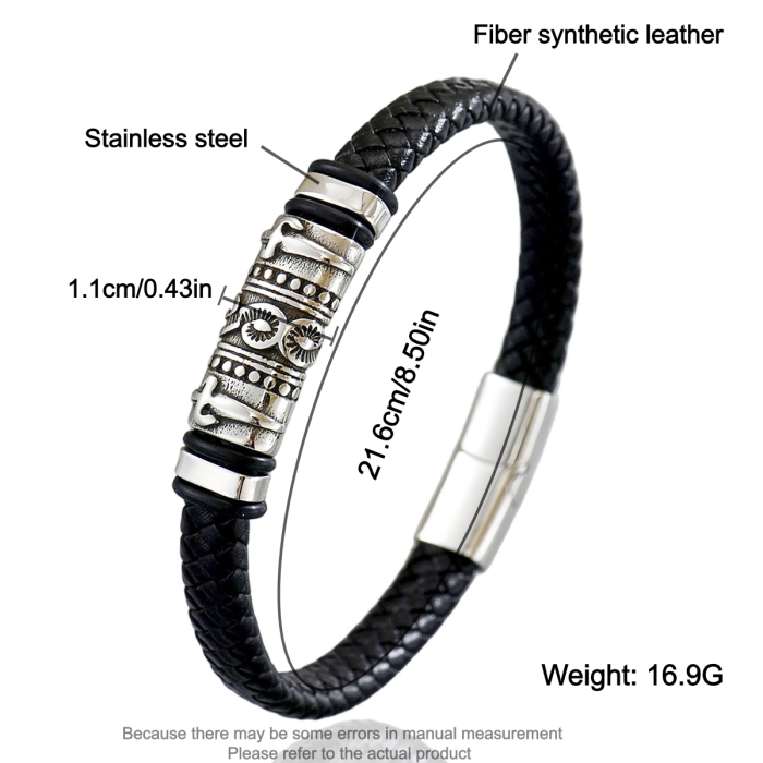 Wholesale Stainless Steel Nautical Leather Bracelet