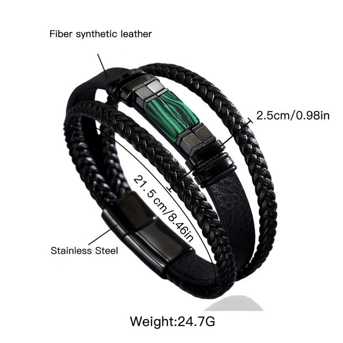 Wholesale Natural Gemstone Multi-Layer Leather Bracelet