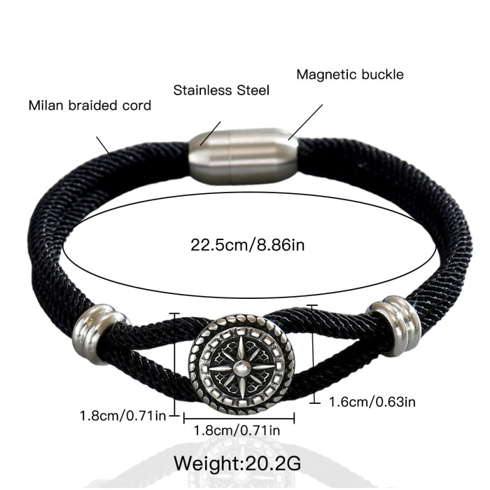 Wholesale Stainless Steel Compass Rope Bracelet