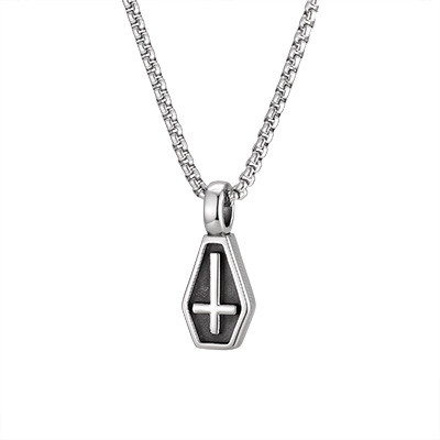 Wholesale Stainless Steel Coffin Cross Necklaces
