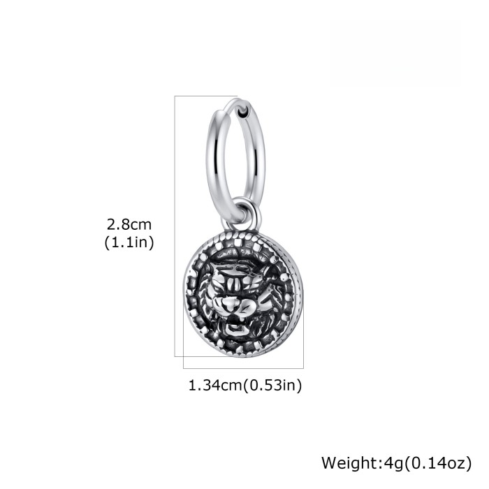 Wholesale Stainless Steel Eagle Tiger Hoop Earrings