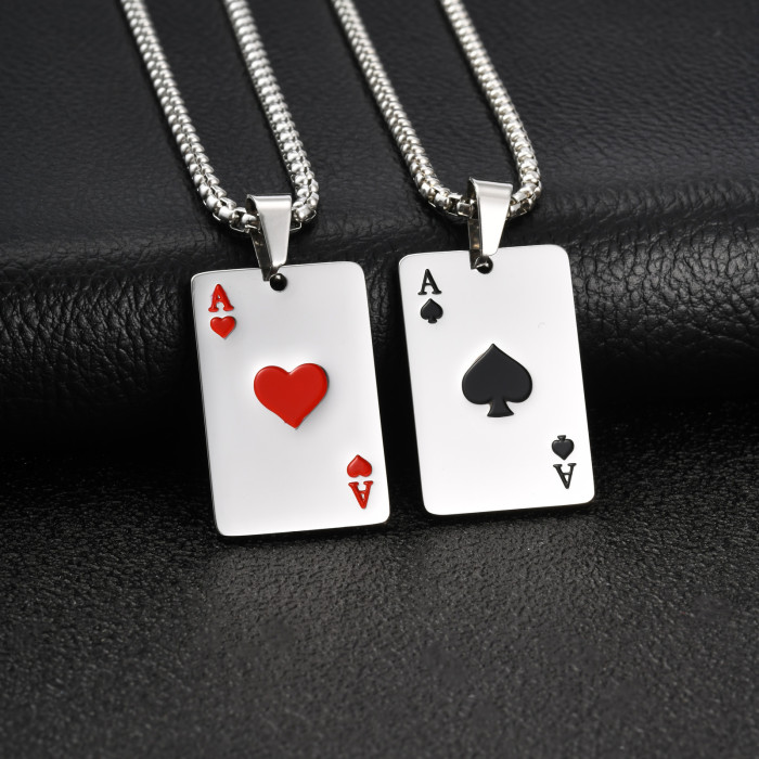 Wholesale Stainless Steel Playing Card Necklaces