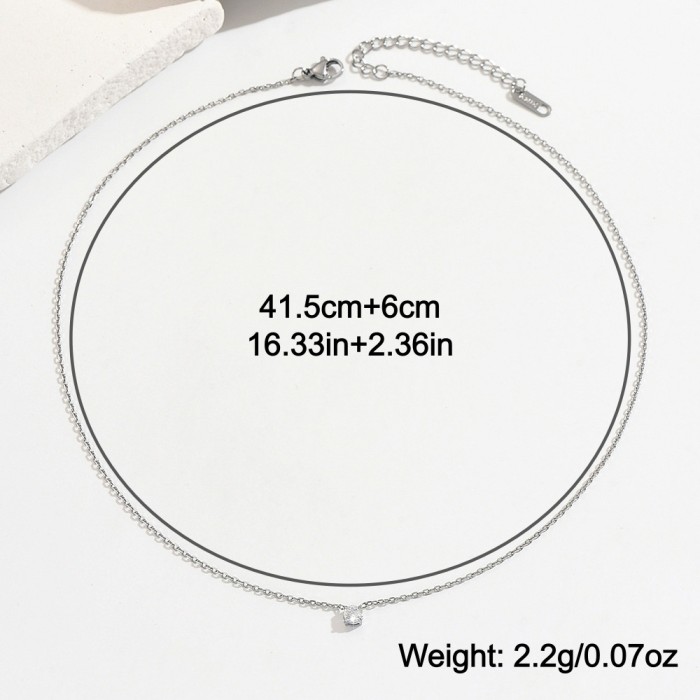 Wholesale Stainless Steel Dainty Solitaire Necklace