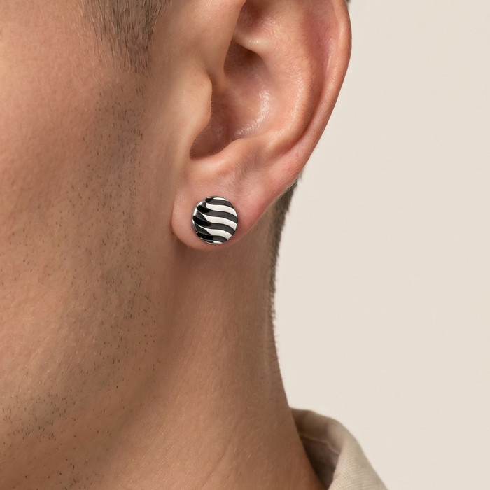 Wholesale Stainless Steel Zebra Pattern Stud Earrings