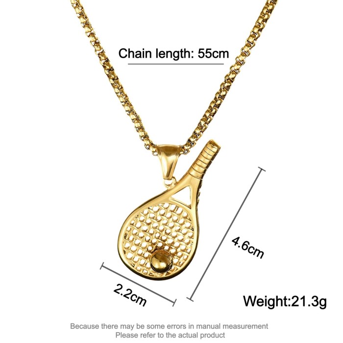 Wholesale Stainless Steel Tennis Racket Necklace