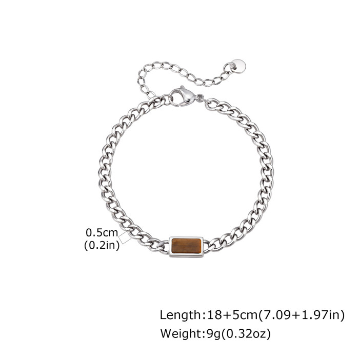 Wholesale Stainless Steel Gemstone Inlay Cuban Link Bracelets