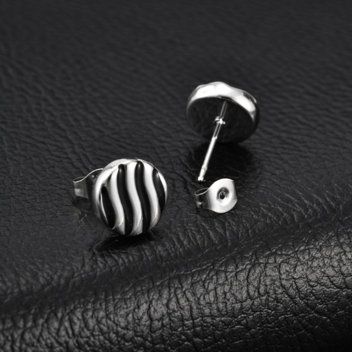 Wholesale Stainless Steel Zebra Pattern Stud Earrings