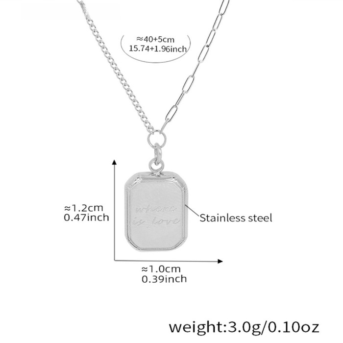 Wholesale Stainless Steel where is love Tag Necklace
