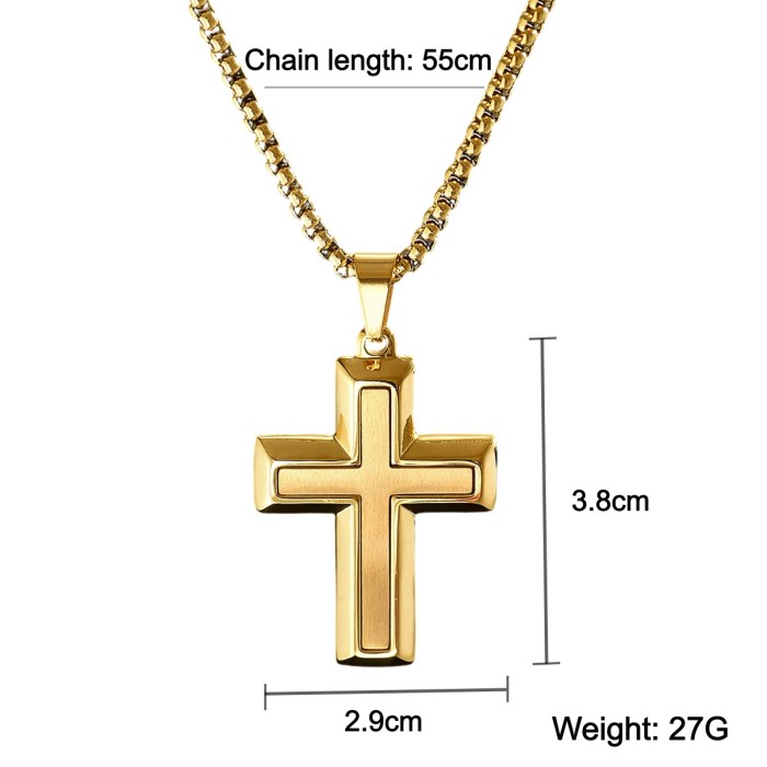 Wholesale Stainless Steel Brushed Cross Necklace