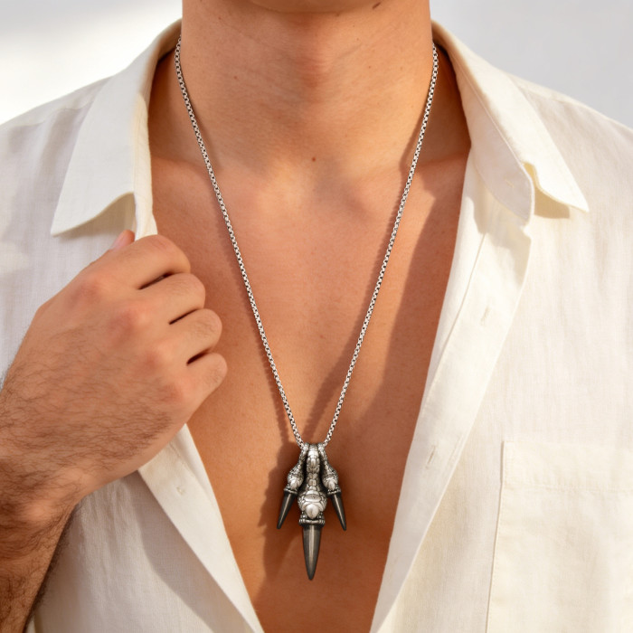 Wholesale Alloy Dragon Claw Pendant Necklaces