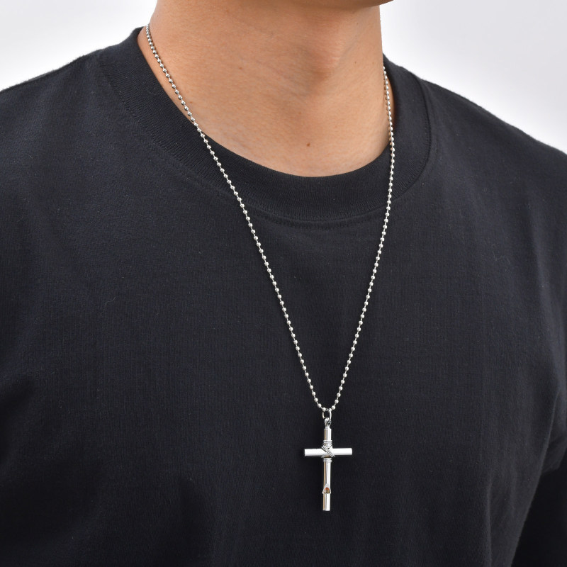 Wholesale Stainless Steel Whistle Cross Necklaces